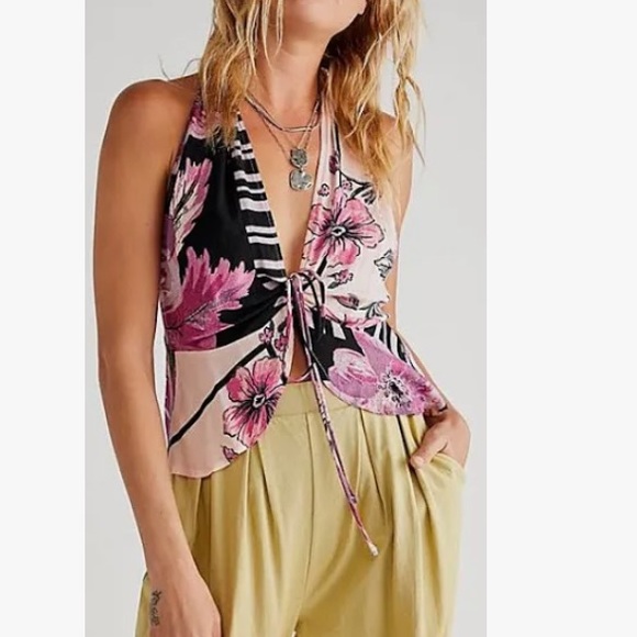 NWT✨️ FREE PEOPLE ✨️ Hot Tropics Floral Print Cinched Halter - Picture 8 of 8
